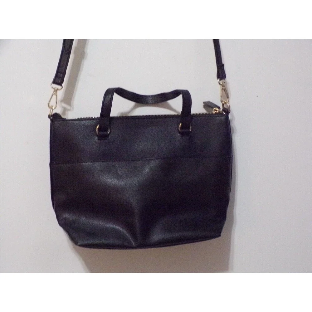 Anne Klein Black Shoulder Bag‎ Adj Strap Cold Accents